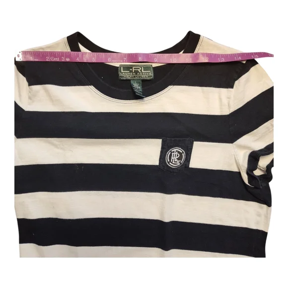 L-RL Lauren Active Ralph Lauren Women Strike T-shirt Black White Size Large - Picture 2 of 5